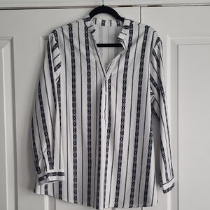 Black and White Striped Casual Shirt